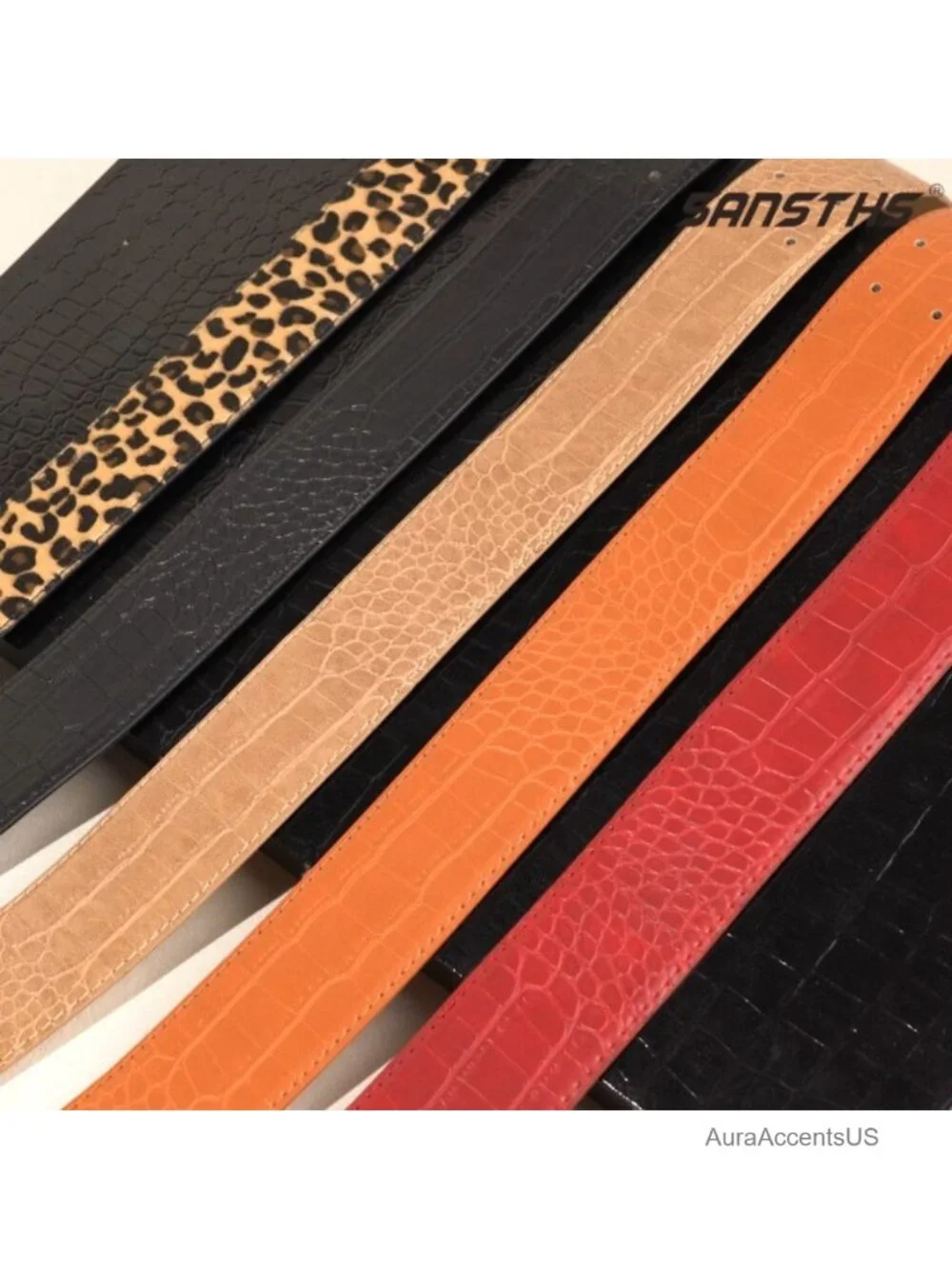 Wide Faux Leather Belt for Women, Gold Square Buckle, Dress & Jeans Accessory